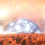Screen capture from AEG YouTube video rendering of fireworks at rock concert at just-approved Farmers Field in Los Angeles.