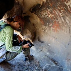 Christina-Walsh-in-Burro-Flats-Painted-Cave-1
