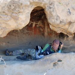 Christina-Walsh-in-Burro-Flats-Painted-Cave-2