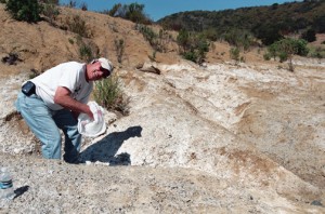 "The Good Reverend John" Southwick collects white precipitate in Runkle Canyon on June 10, 2008.