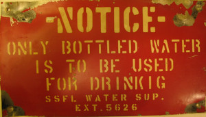 In Hot Water - misspelled sign at SSFL