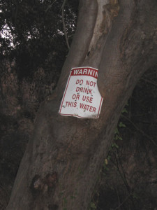 Brandeis-Bardin water warning sign