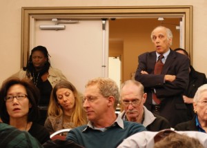 Makeover Earth's Vicki Cho Estrada and Gary Polakovic listen to Dan Hirsch - photo by William Preston Bowling