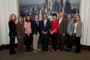 SSFL cleanup activists with Englander center and Klea in red by Betsy Annas