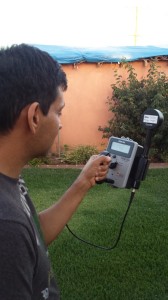 Hector Vazquez checks radiation in East Los Angeles