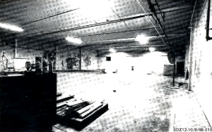 Plutonium fuel fabrication facility with glove boxes removed