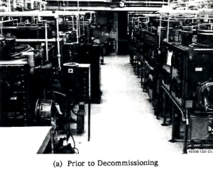 Plutonium fuel fabrication facility with glove boxes to handle radioactive fuel