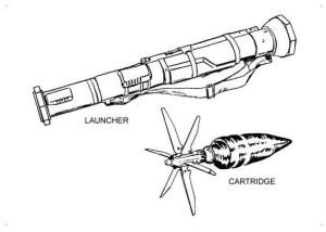AT-4 rocket launcher with cartridge projectile