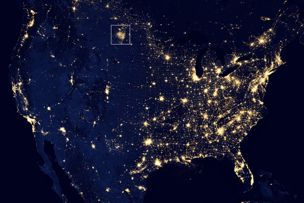 North Dakota fracking flares-2012 NASA