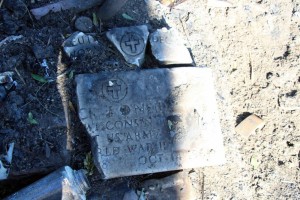 Charred tombstone in Brentwood nuke dump found Jan. 28, 2016