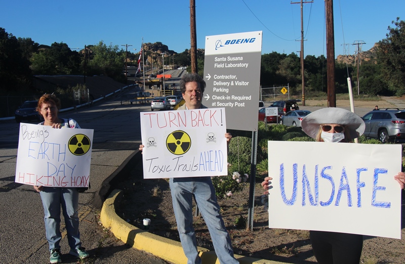 Protesters at Boeing's "Nature Walk"at SSFL on Earth Day April 23, 2016