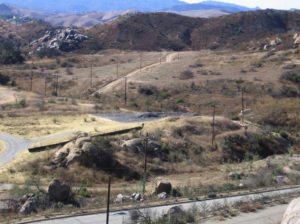 Dirt road in background of Area I Burn