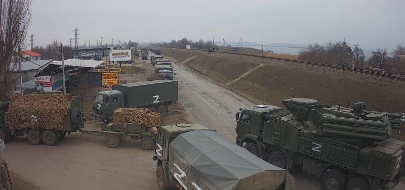 Russian Army traffic jam on the Road to Nowhere
